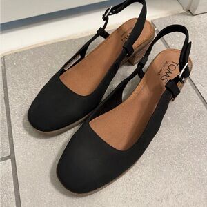 TOMS Black Slingback Heels